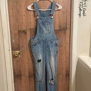 Denim overalls distressed